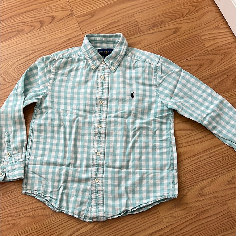 Polo by Ralph Lauren Green and White Button Down Shirt